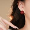 Ankara Red Oil Dripping Beanie Stud Earrings Temperament Trendy Earrings Women's French Earrings