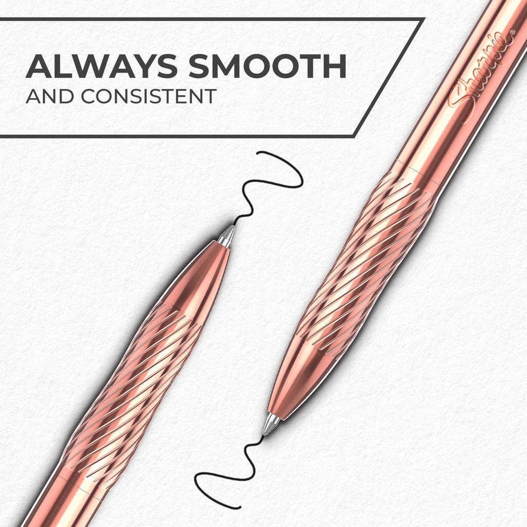 Sharpie S-Gel Gel-Stift 0,7 mm, Kupfer-Schaft, Schwarze Tinte, Sanftes Schreiben