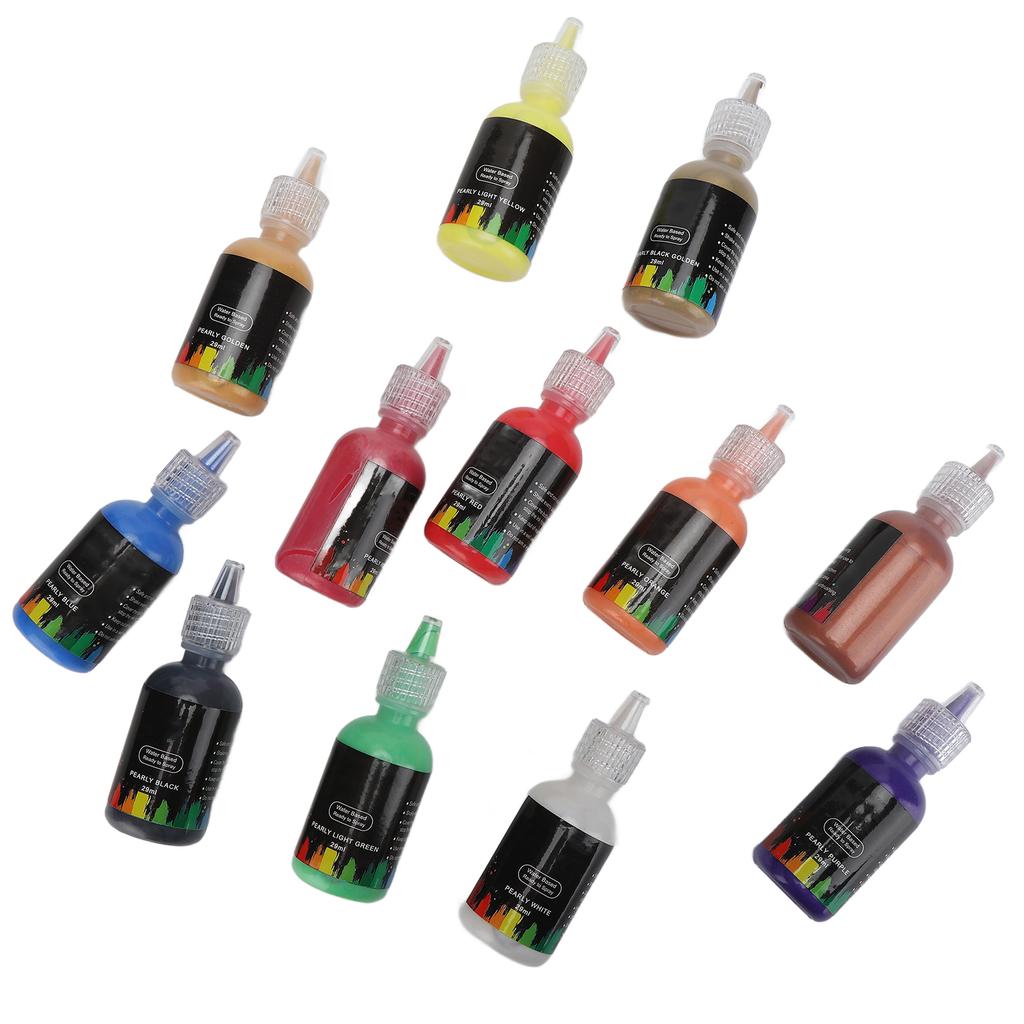 12 Farben Farbe Perlglanz DIY Farbe auf Wasserbasis für Kleidung Auto Leder Wandkunst Handwerk