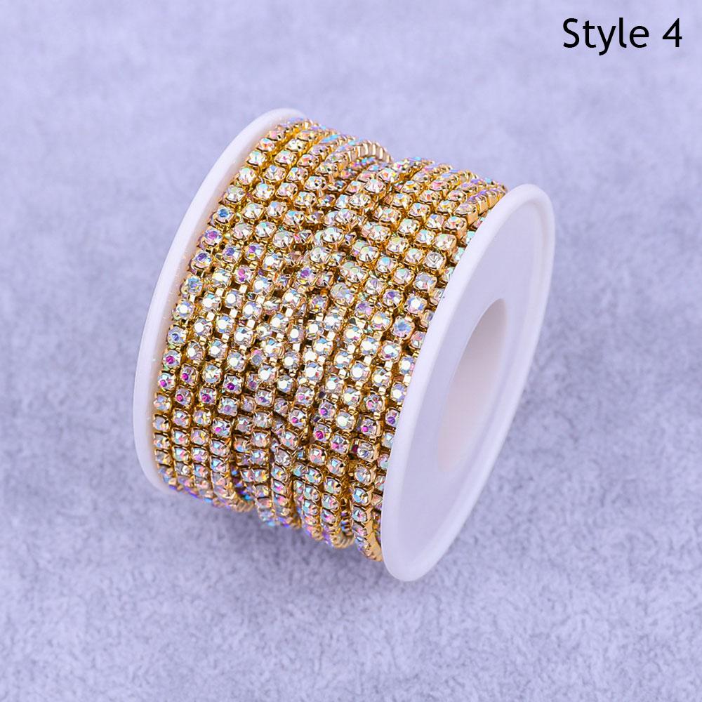 10yards/roll Rhinestone Cup Chain For Sewing Trim Crystal Silver Gold Base Clear Crystal Dense Glass Dense Crystal Cup Chain