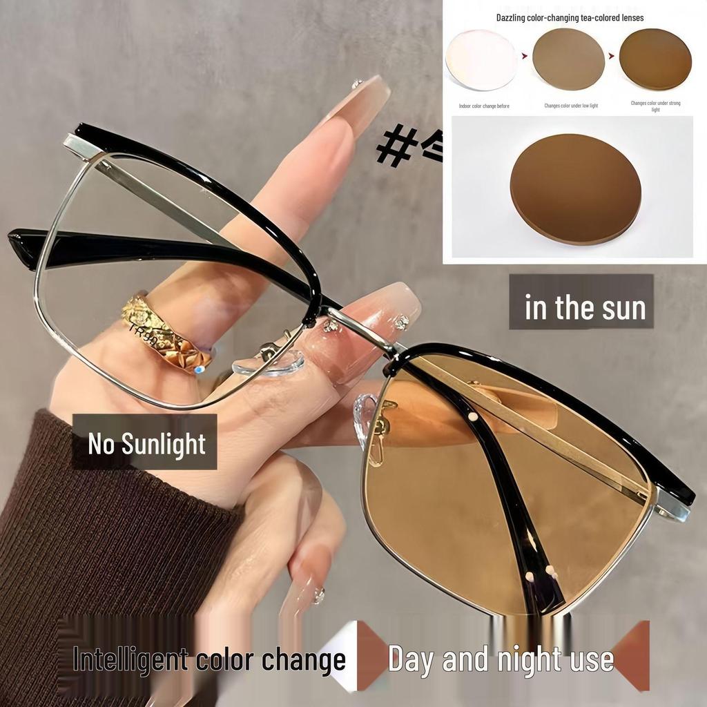 Photochromic Anti-Blue Light Prescription-Ready Eyebrow Line Glasses - Unisex, Ultra-Light, Stylish Optical Frames