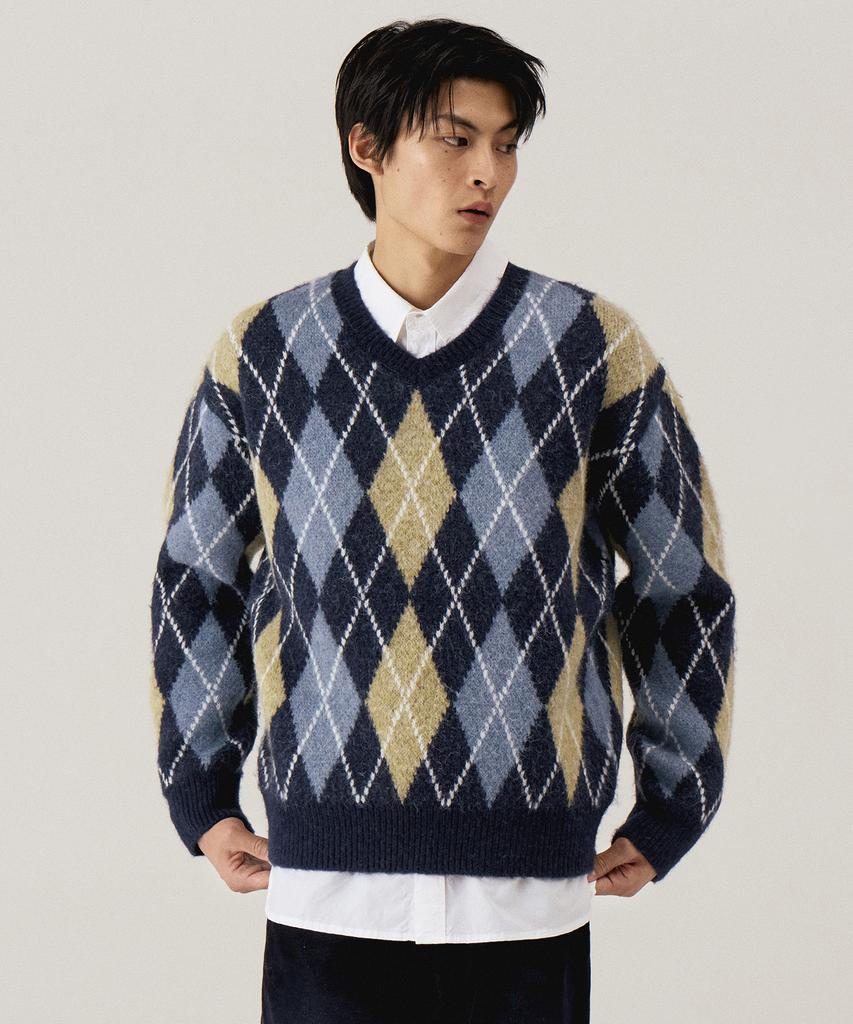 KIIMUIR Argyle Pattern Knit_Navy