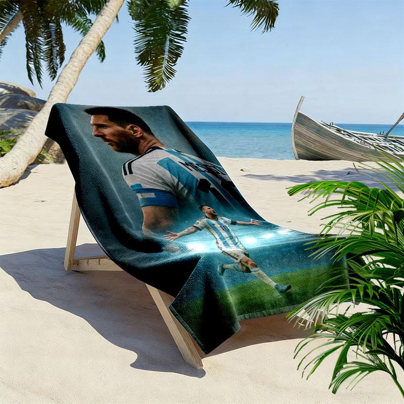 Messi Valor Print Strandtuch, Großes Weiches Schnelltrocknendes Handtuch für Strand Camping Schwimmen