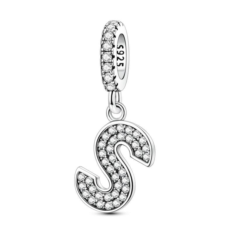 Originale DIY A-Z Alphabet Anhänger Perle Kupfer Eingelegter Zirkon Liebesbriefe Dangle Schmuck Geschenk Passend für Armreif