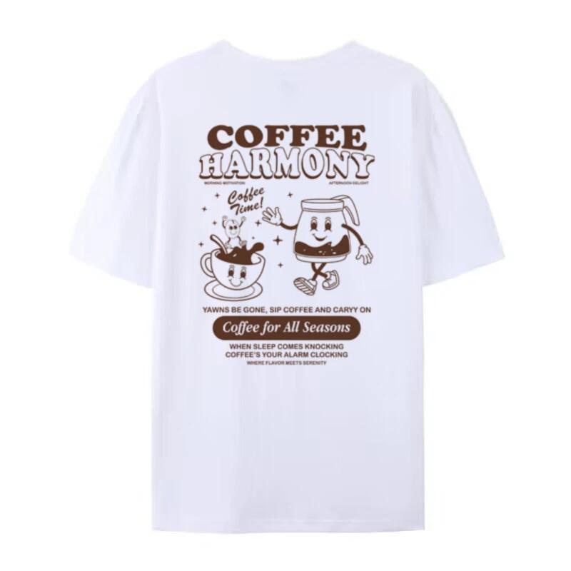 Women Cute Funny Cartoon Coffee Tshirts Hippie Retro Coffee Lover T Shirt Oversized Fashion Streetwear Top Unisex Summer Clothes