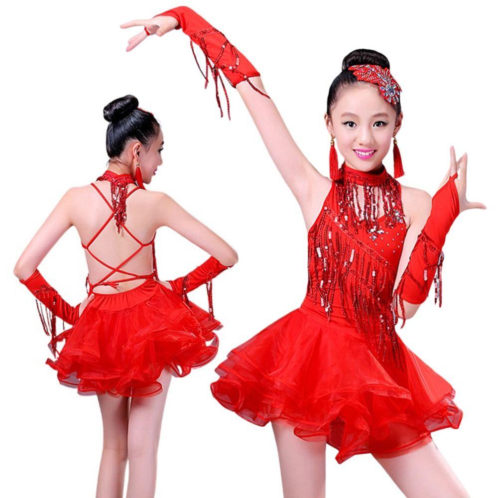 Tassel Ballroom Dance Costume Sequins Dance Performance Outfits Stage Costume  Show Costumes