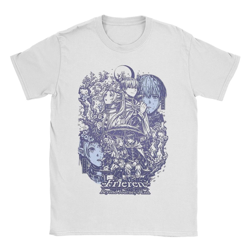 Frieren T Shirt for Unisex Women 100% Cotton Humorous T-Shirt Round Collar  Tees Short Sleeve Clothes 4XL 5XL 6XL