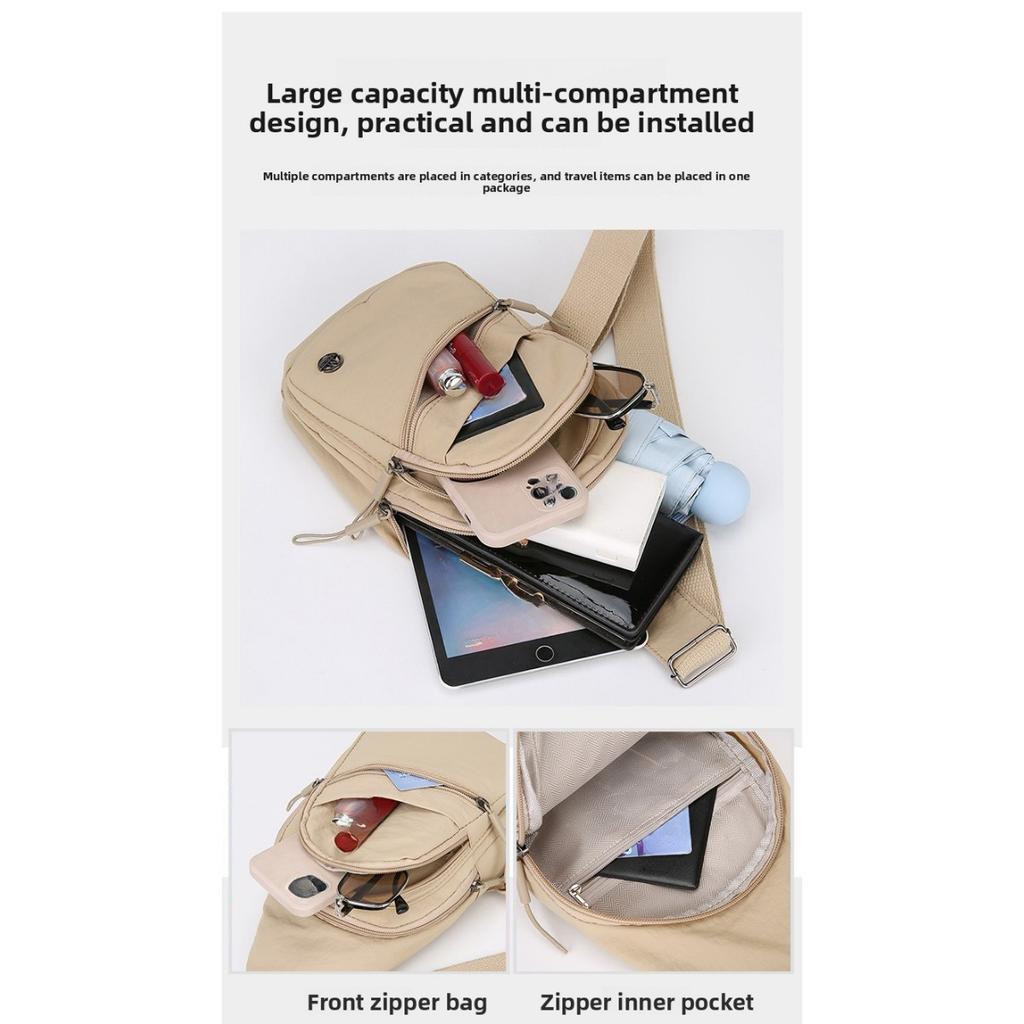 Ladies' Chest Bag, Adjustable Shoulder Straps, Multiple Compartments and Zipper Closure, Durable Material, Suitable for Daily Use, Travel, and Work