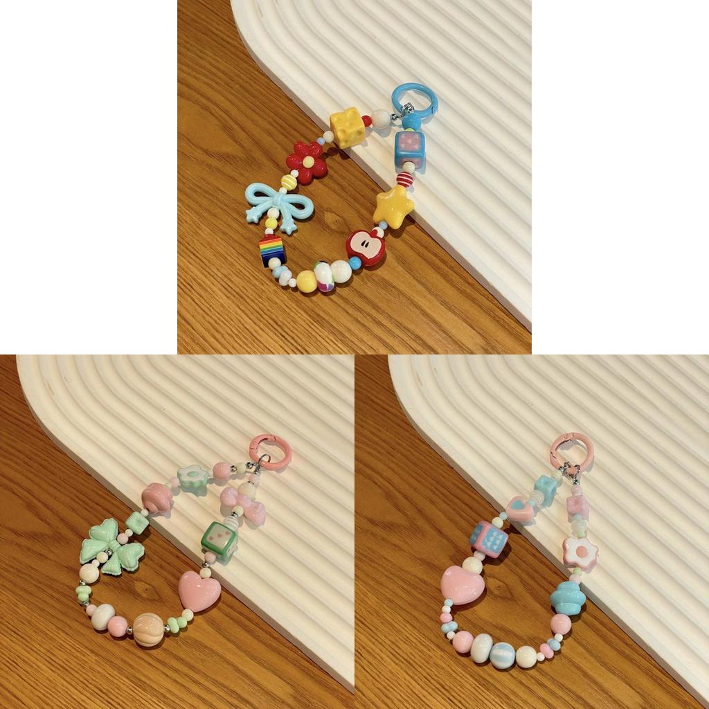 Cute Pvc Phone Chain With Beaded Keychain For Girls And Women