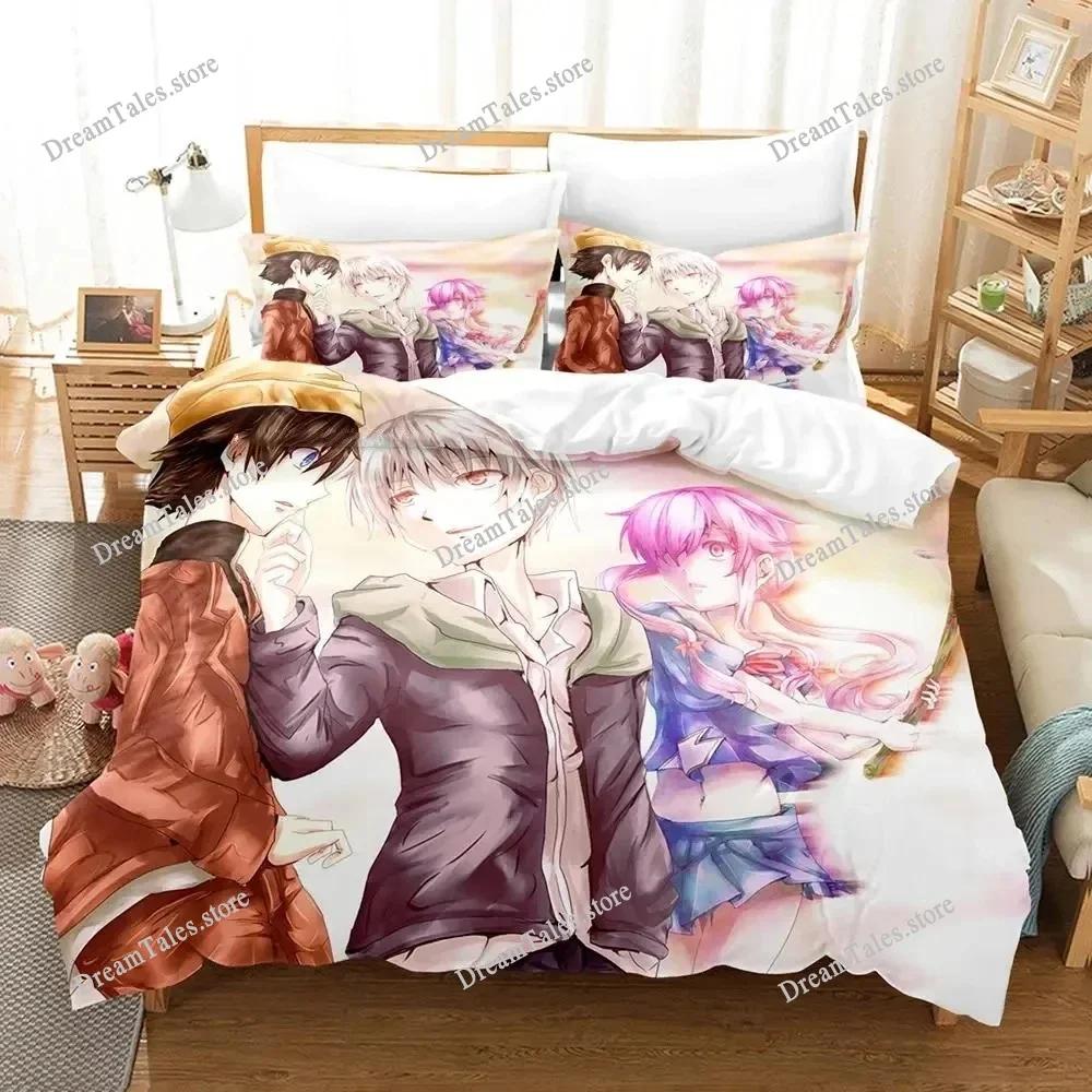 Exquisite 3D Anime Future Diary Yuno Gasai Wallpaper Print Bedding Set Duvet Cover Comforter Bed Youth Kids Girls Boys Gift741