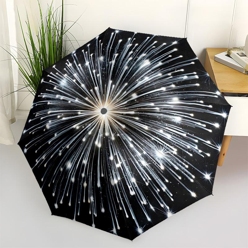 

1pc Fireworks Pattern Automatic Folding Umbrella - Portable Collapsible Design, 8-Rib Iron Frame, Durable Fabric yy251125159