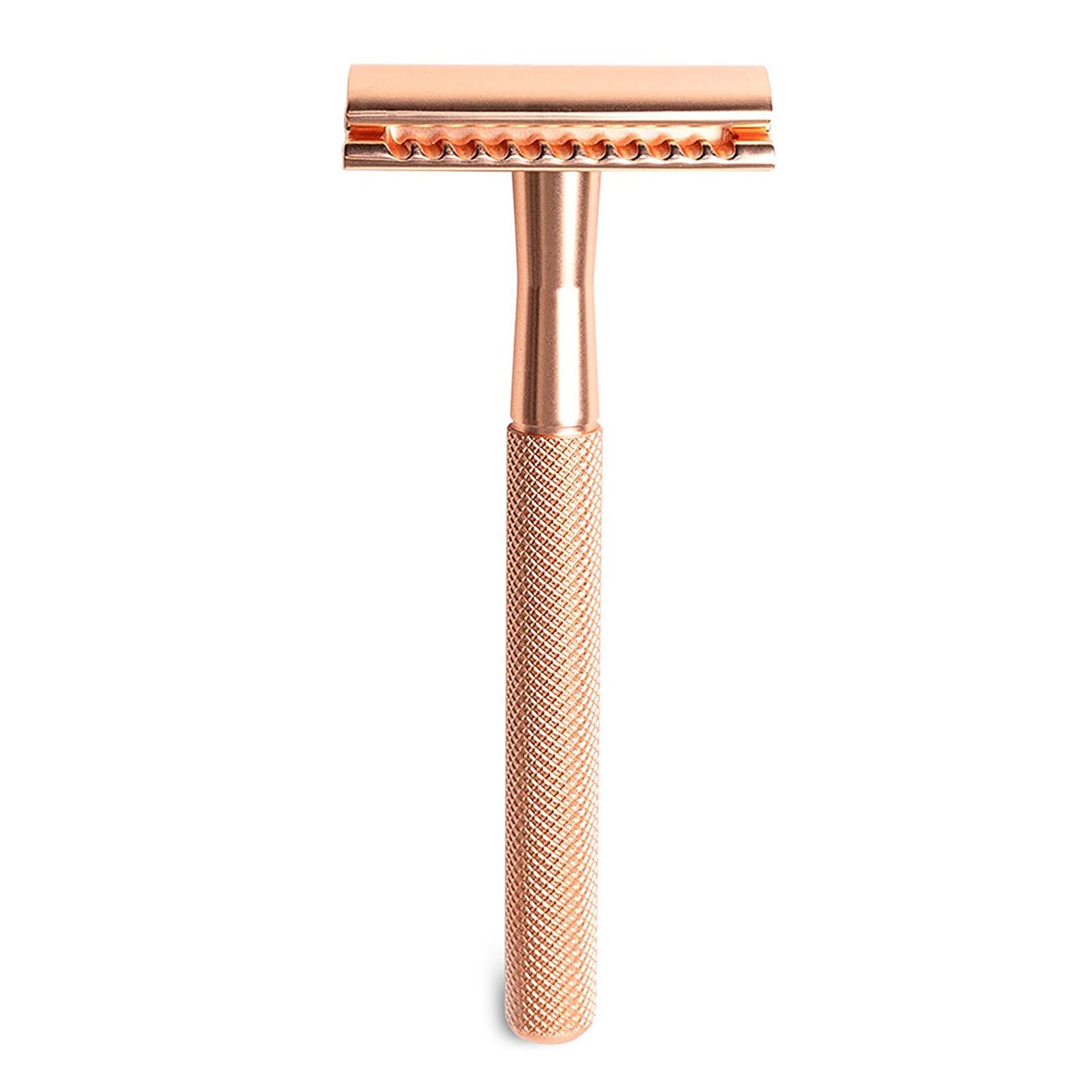 

Портативная безопасная бритва с металлической ручкой и головкой из цинкового сплава для мужчин и женщин 1 розового золота