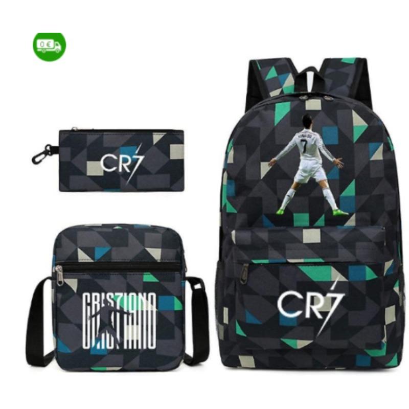 School Bag, Peripheral Printing Three-piece Set, Student School Bag, Backpack, Messenger Bag, Pencil Bag.