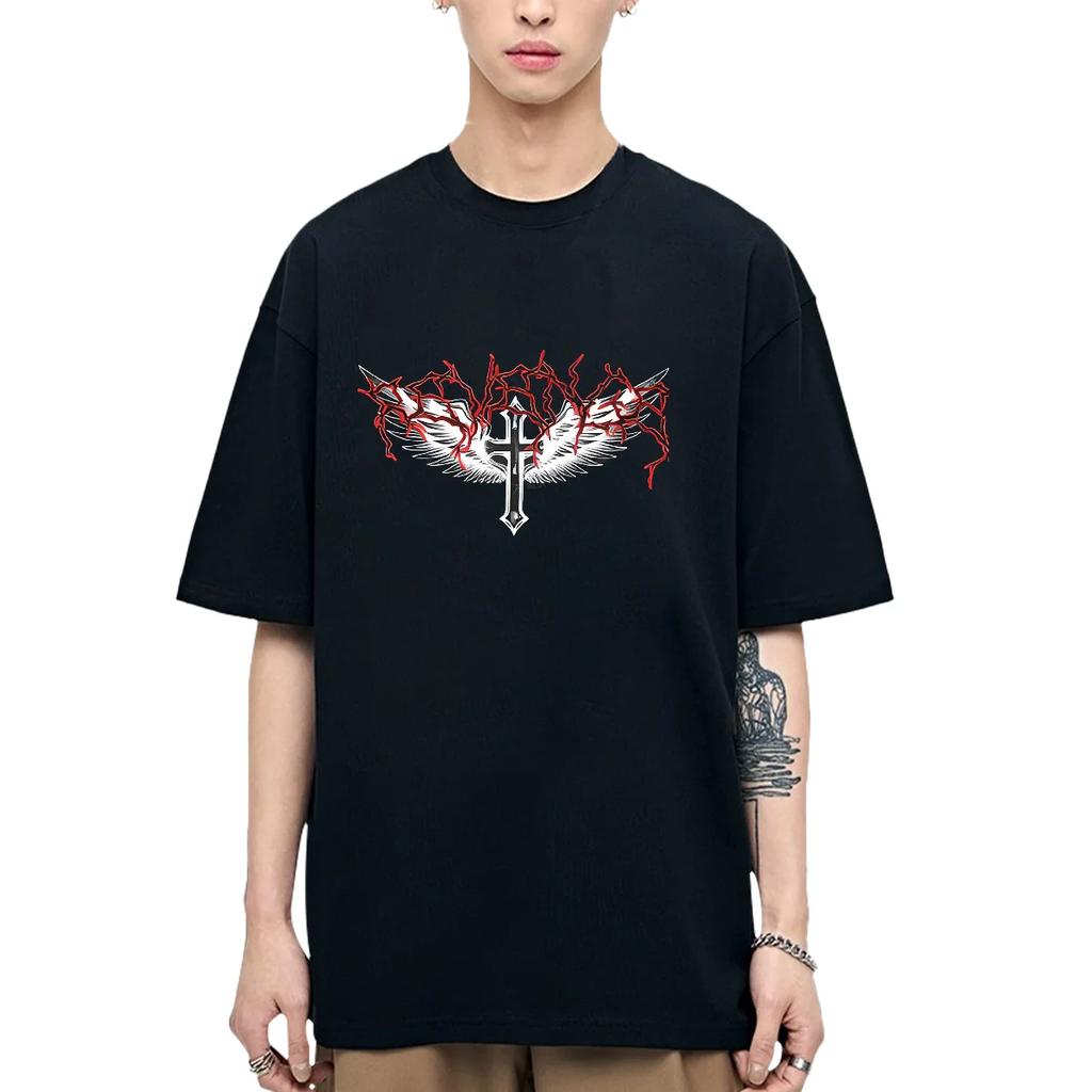 Cross T-shirt Death Cross of Jesus short sleeve Black T Shirt High quality Loose Breathable Short sleeve New Fashion Tops
