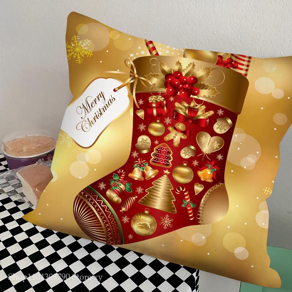Red Christmas Pillow Case Fashion Square Pillowcase Bedroom Sofa Room Ins Decoration Leisure Cushion Cover 40x40