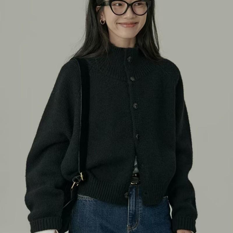 Women's Cozy Korean Style Wool Knit Cardigan - Autumn/Winter Outerwear