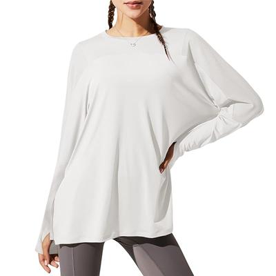 [Barifall] Women's Yoga Wear Sports T-Shirt, Loose Fit Fitness Wear Top, Long Sleeve, Stretch, Sweat-Wicking, Quick-Drying 030-WT-L