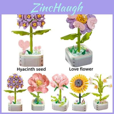Creative Plant Flower Building Blocks For Children Diy Puzzle Toy Gift For Valentine's Day Sunflower Style