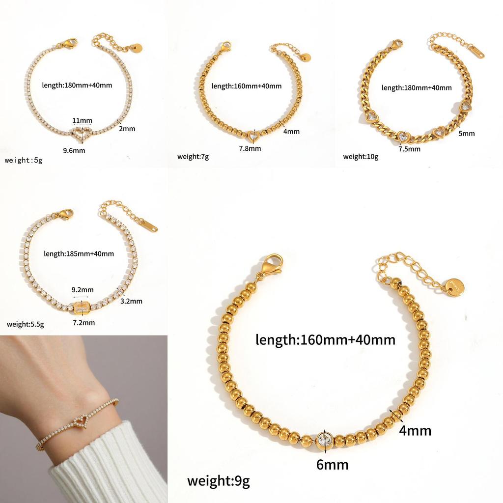Herzförmiges Edelstahlarmband mit Zirkonia für Damen Modeschmuck