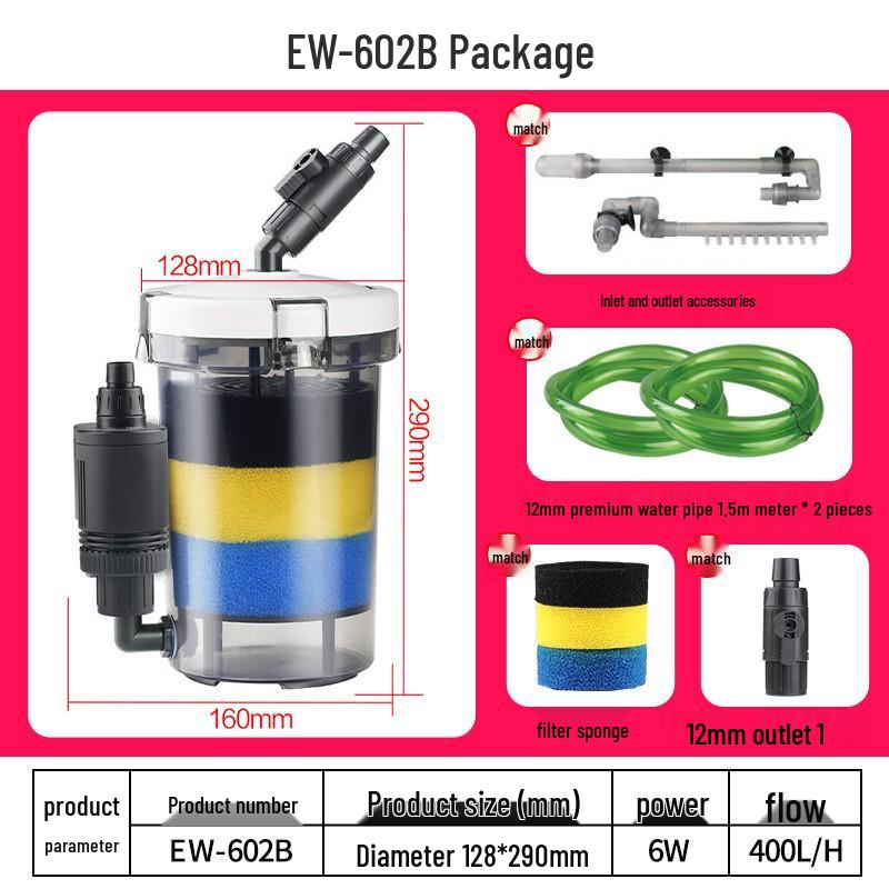 Jialu Transparenter Externer Fischbeckfilter - Leiser Außenfilter für Aquarien.