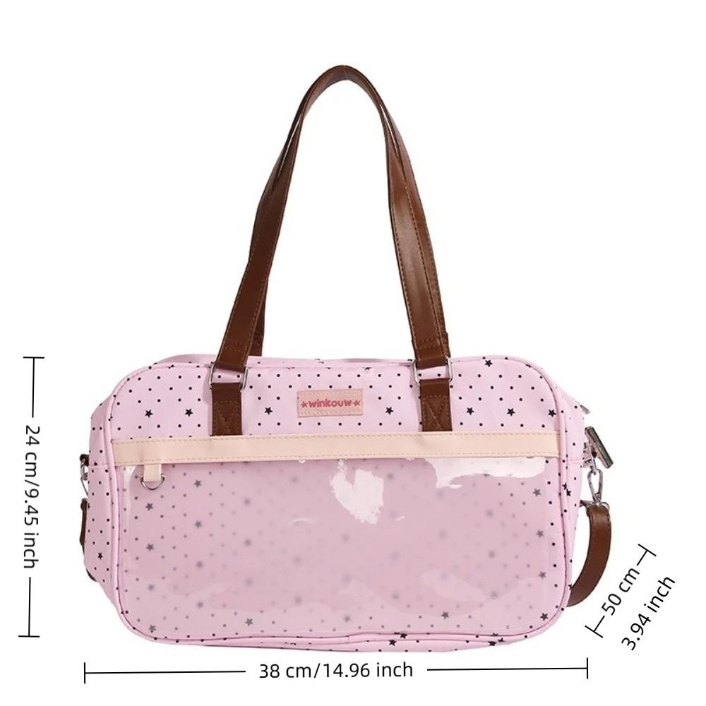 Harajuku Style Large Capacity Transparent Ita Bag Cute Polka Dot Shoulder Bag DIY Badge Display Lace Pocket Bag Commuting