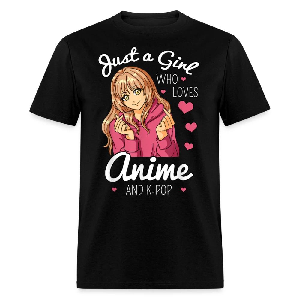 Just A Girl Who Loves Anime and K-Pop heart sign shirt Cute Waifu T-Shirt XXXXL