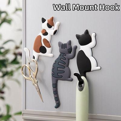 Cute Creative Cat Magnetic Wall Mount Hook Refrigerator Sticker Fridge Magnet Decor Hanger Holder Hook