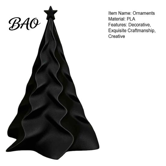Small Christmas Gift for Friends 3D Printed Pleated Tree Ornament, Wavy Desktop Artistic Geometric Xmas Ornament Decoration with Star Topper