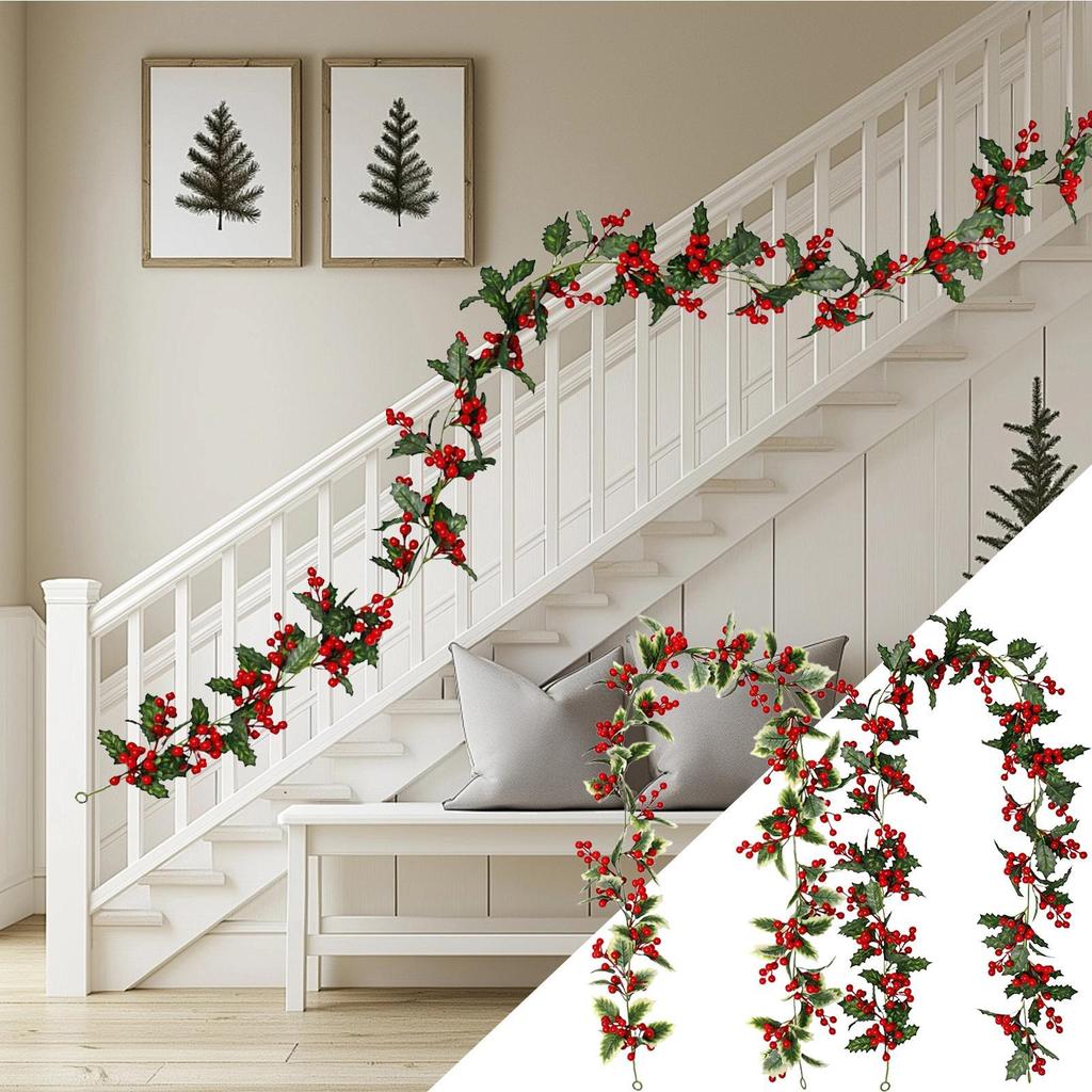 Artificial Hanging Plants Garland Plastic Red Berries Artificial Leaves For Christmas Home Wedding Table Party Garden Decoration