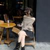 European One-Shoulder Striped Knit Sweater - Fitted Long Sleeve Top for Women, 2026 Spring/Autumn