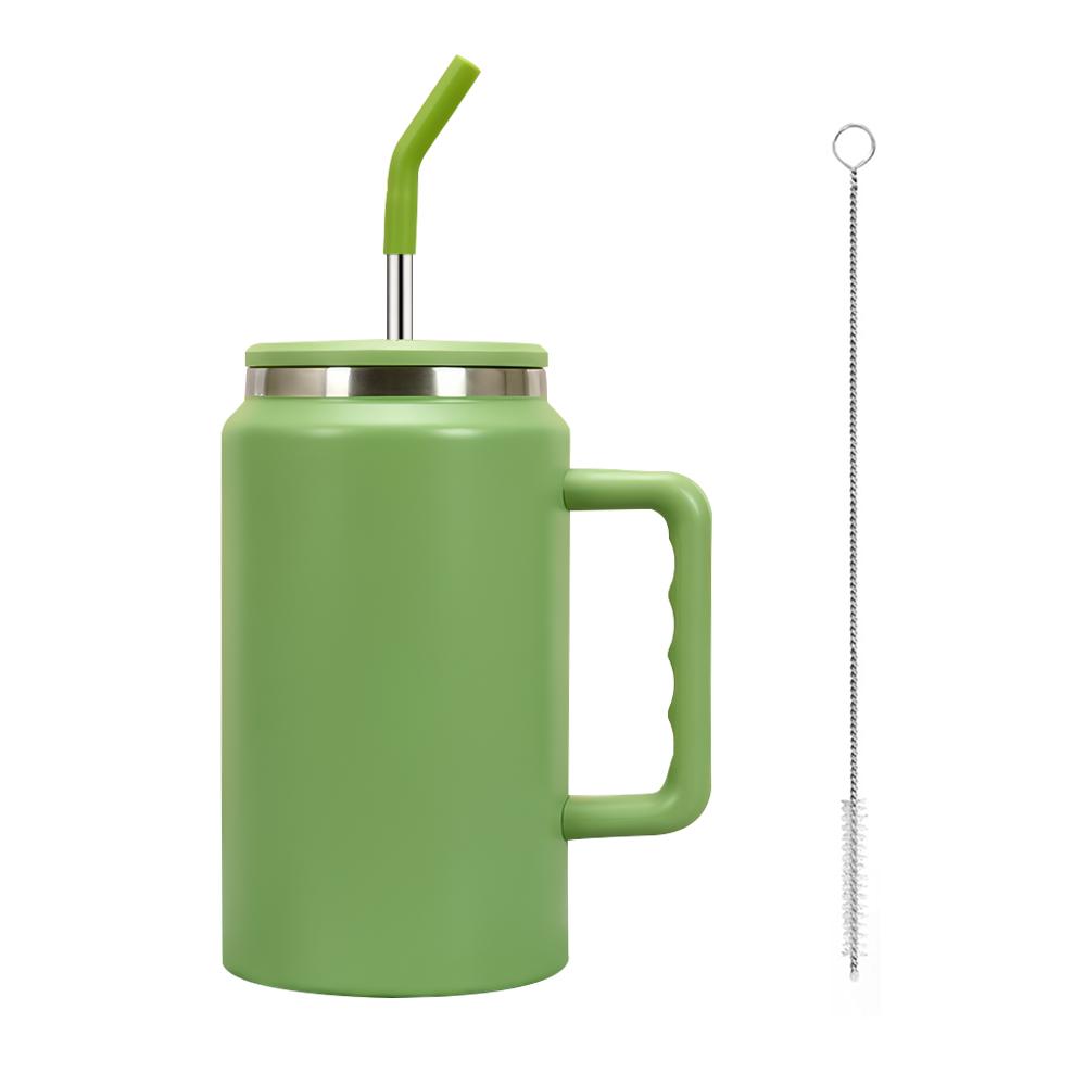 

Термос-бутылка 1500 мл из нержавеющей стали, вакуумная термокружка с ручкой и трубочкой, герметичная дорожная кофейная кружка 1500ML