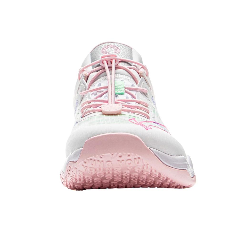 Li Ning Kids Basketball Synthetic Leather Comfortable Sports Non-Slip Low-Top Basketball Shoes Kids sneaker Standard-White YKBS046-2
