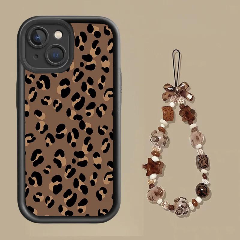 Leopard Print Lanyard Strap Rope Case For OnePlus 15 13 12 11 13T ACE 6 5 Nord 5 4 3 Lite 2 8T 10R Soft Silicone Cover