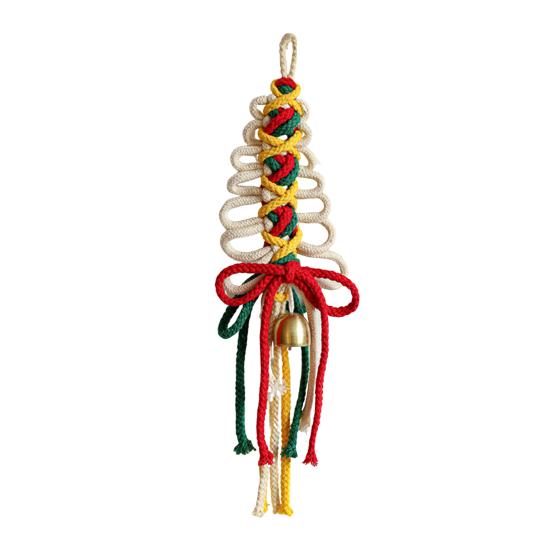 1/3Pcs Christmas Pendant with Golden Bells Colorful Rope Hand-Woven Christmas Tree Shape Seasonal Pendant Holiday Decoration