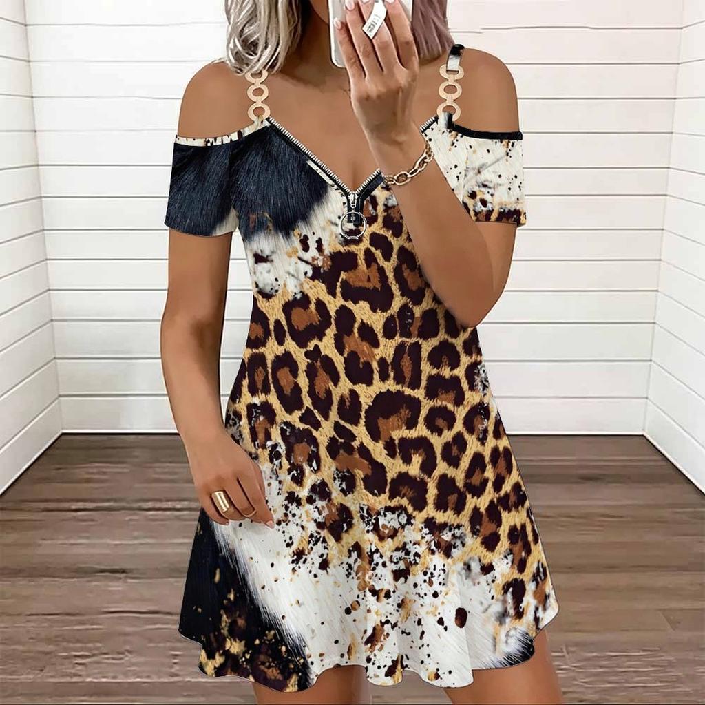 Damen Neckholder Übergröße Kleid Mehrfarbig Botanisch Bedruckt Fließendes Strand Sommerkleid