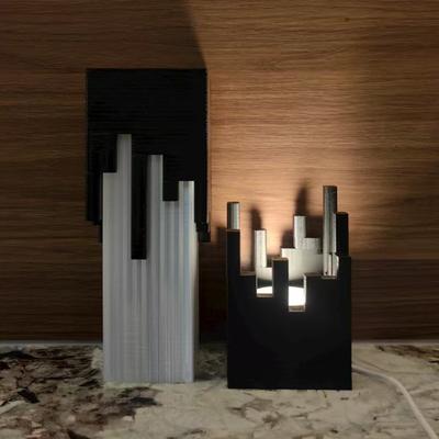 Futuristisches Nachtlicht 3D-gedruckte Cyberpunk LED Schreibtischlampe mit Fernbedienung Zeitgenössische dekorative Nachttischlampe Geschenk für Cyberpunk-Enthusiasten