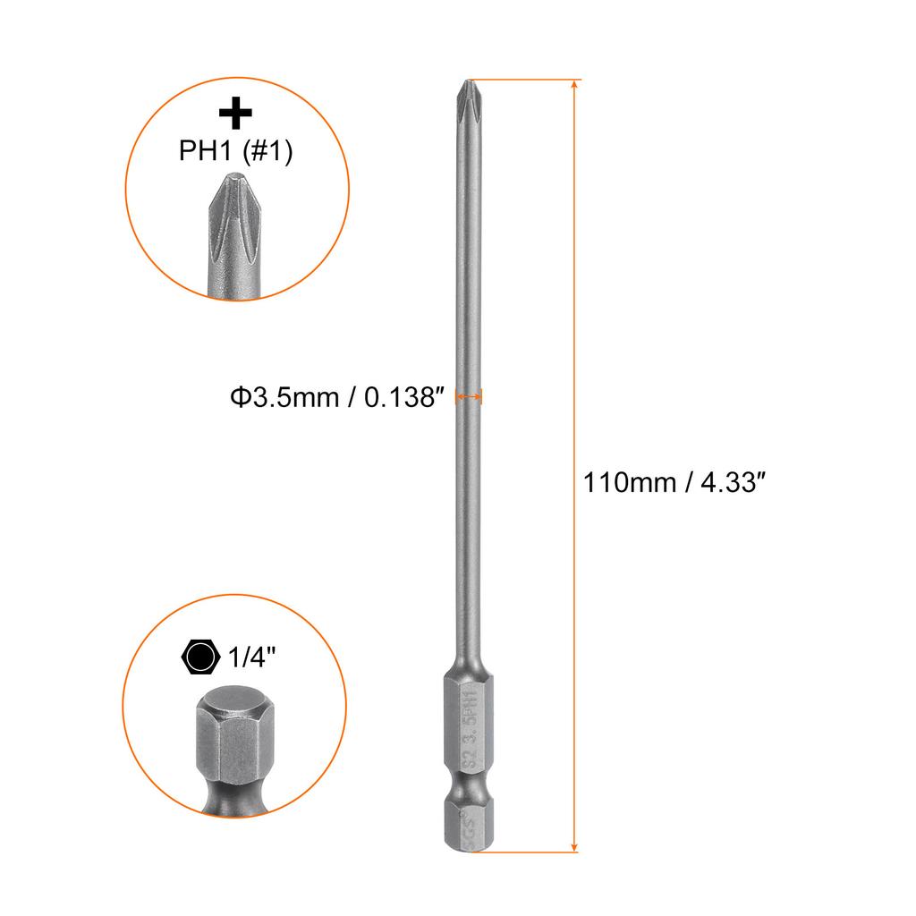 1/5/10pcs Magnetic Phillips Screwdriver Bit 1/4" Hex Shank 110mm S2 Steel Cross Head Screw Driver Bit Electric Drill Bits