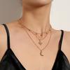 Metal Crescent Moon With Diamonds Starburst Necklace Women Hot Sale Bell Hundred Matching Sweater Collar Jewelry Accessories