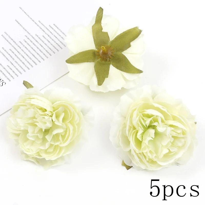 Green Rose Artificial Flowers Heads Silk Fake Flower for Home Room Decor Marriage Wedding Decora DIY Craft Wreath Gift Accessory
