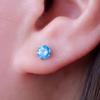 Limerencia Titanium Pure Titanium for Medical Second For Sensitive 1 Pair Piercings, Use, Hypoallergenic, Piercing, Ears, Unisex, (5mm, Aquamarine)