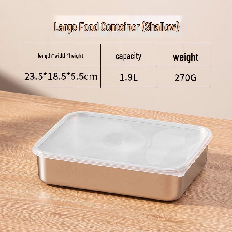 ZISIZ Thickened 304 Stainless Steel Food Storage Container