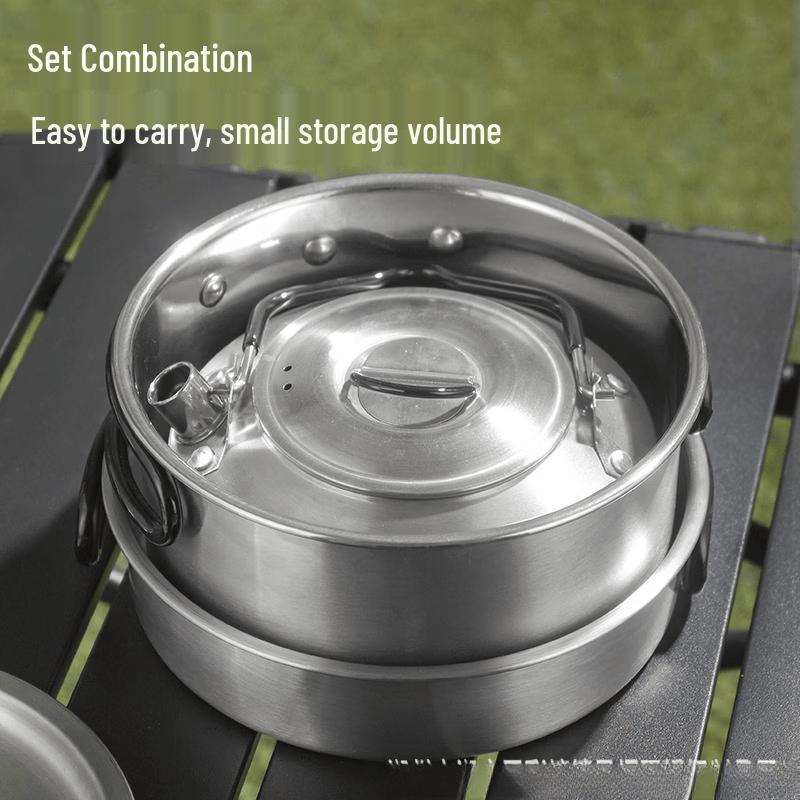 Lantuan 304 Stainless Steel Portable Camping Cookware Set