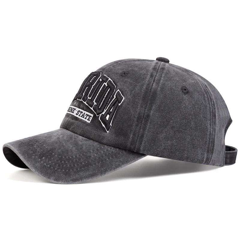 Unisex Florida Letter Embroidery Wash Baseball Caps Spring And Autumn Outdoor Adjustable Casual Hats Sunscreen Hat Sports Cap