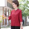 Mom's Summer Silk Seven-Sleeve Shirt - Floral Design for Middle-Aged & Elderly Women