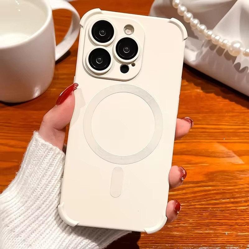 Πολυτελής θήκη ασύρματης φόρτισης Magsafe για iPhone 15 14 13 12 Pro Max Plus Μαλακή υγρή σιλικόνη μαγνητικό κάλυμμα προφυλακτήρα αντικραδασμικό