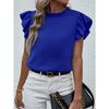 Women Short Sleeve Ruffled Round Neck Blouse