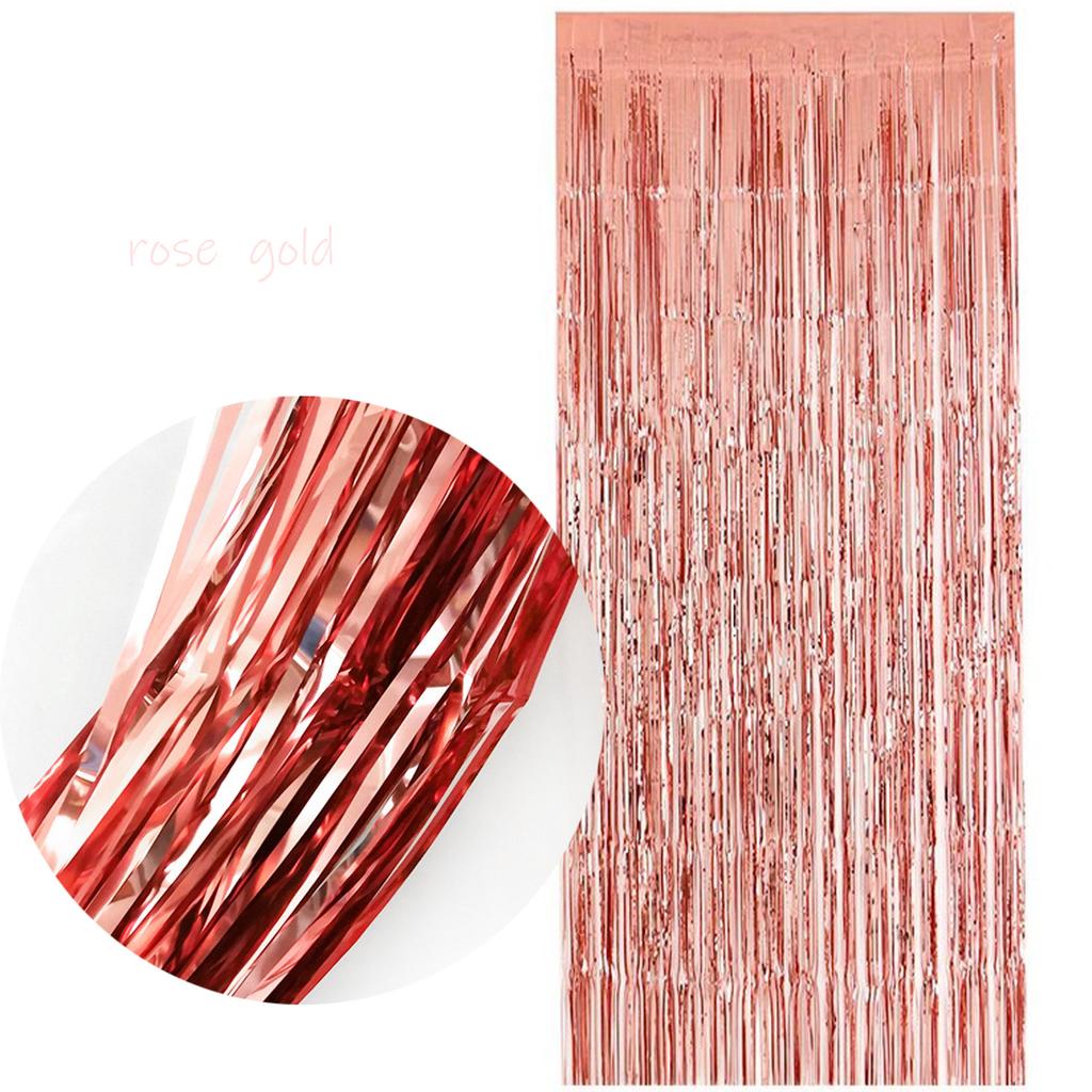 Rose Gold Balloon Sequin Set, Birthday Party Party Supplies 2M Rose Gold Rain Silk Tablecloth Decoration Set