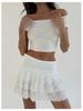 2024 Jupe Courte Style Ballet Patchwork Dentelle Taille Haute Européenne et Américaine