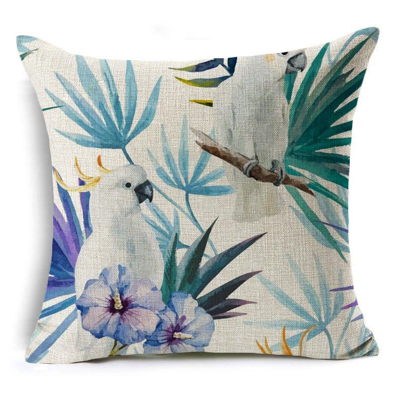 New Flax Tropical Flower Plant Flamingo Hibiscus Flower Pillowcase Cushion Cover