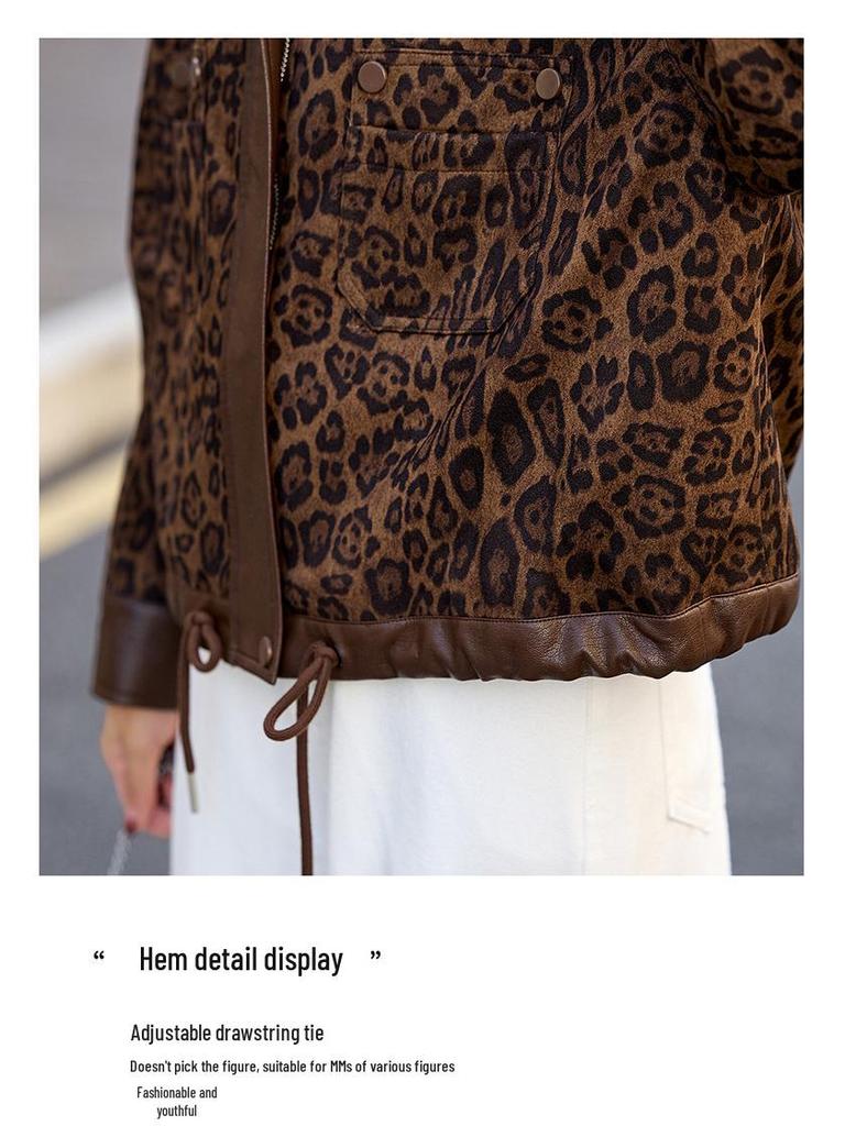 Frühling 2025 Leopardenmuster Patchwork Strickjacke - Damen Langarm Vielseitige Stehkragen Freizeitjacke MQ675